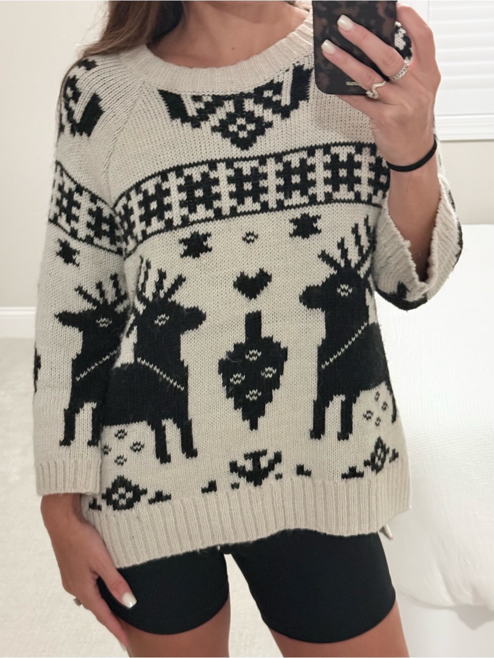H&M Chunky Oversized Fair Isle Reindeer Sweater